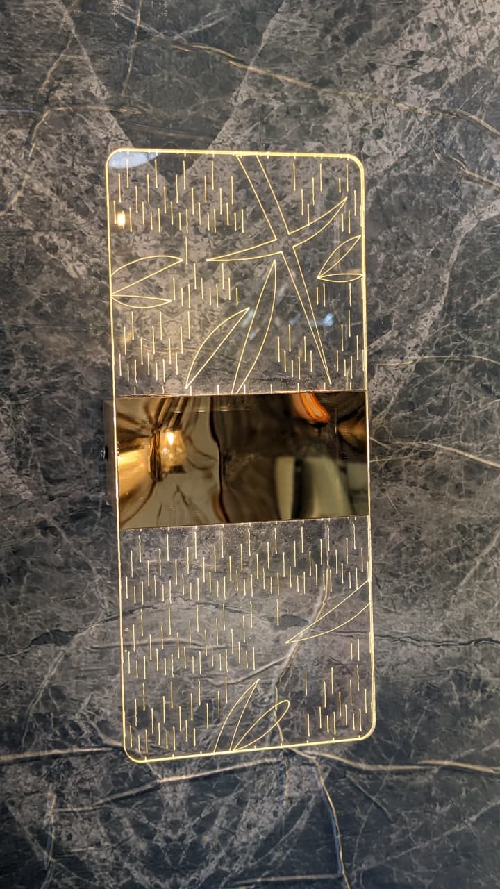 Modern LED Wall Light with Golden Glass Panel – Imported Quality