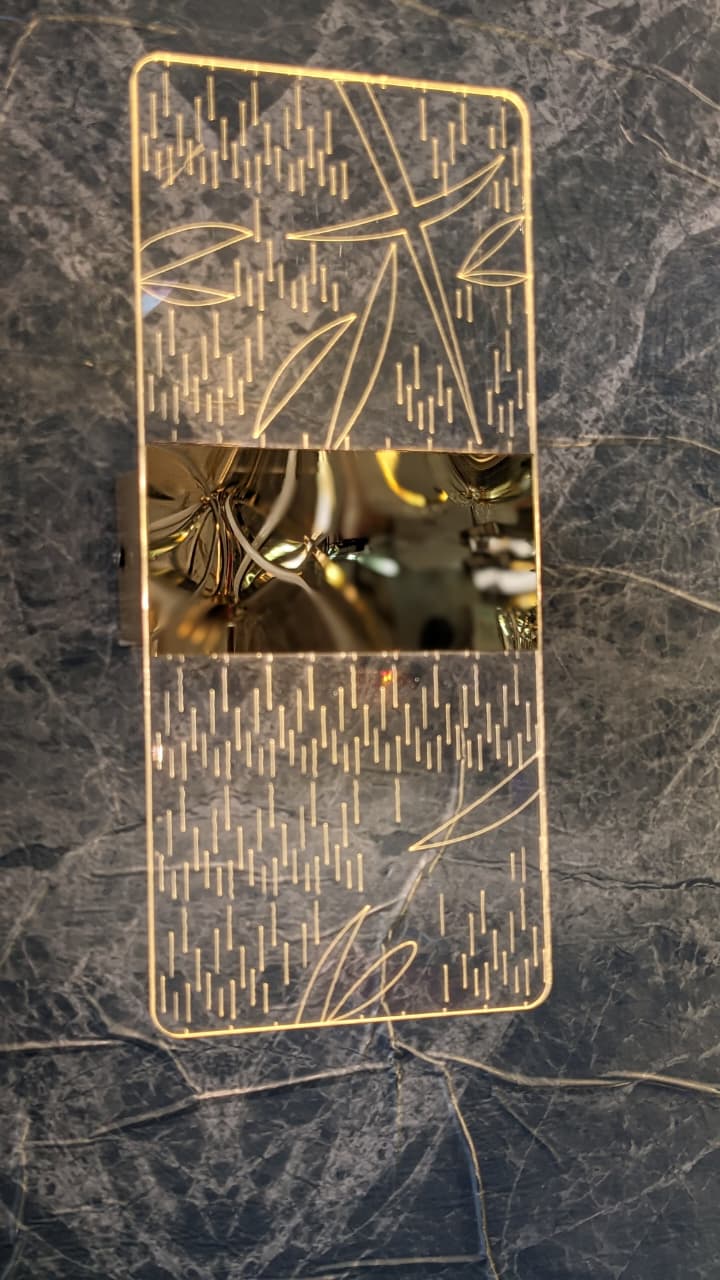 Modern LED Wall Light with Golden Glass Panel – Imported Quality