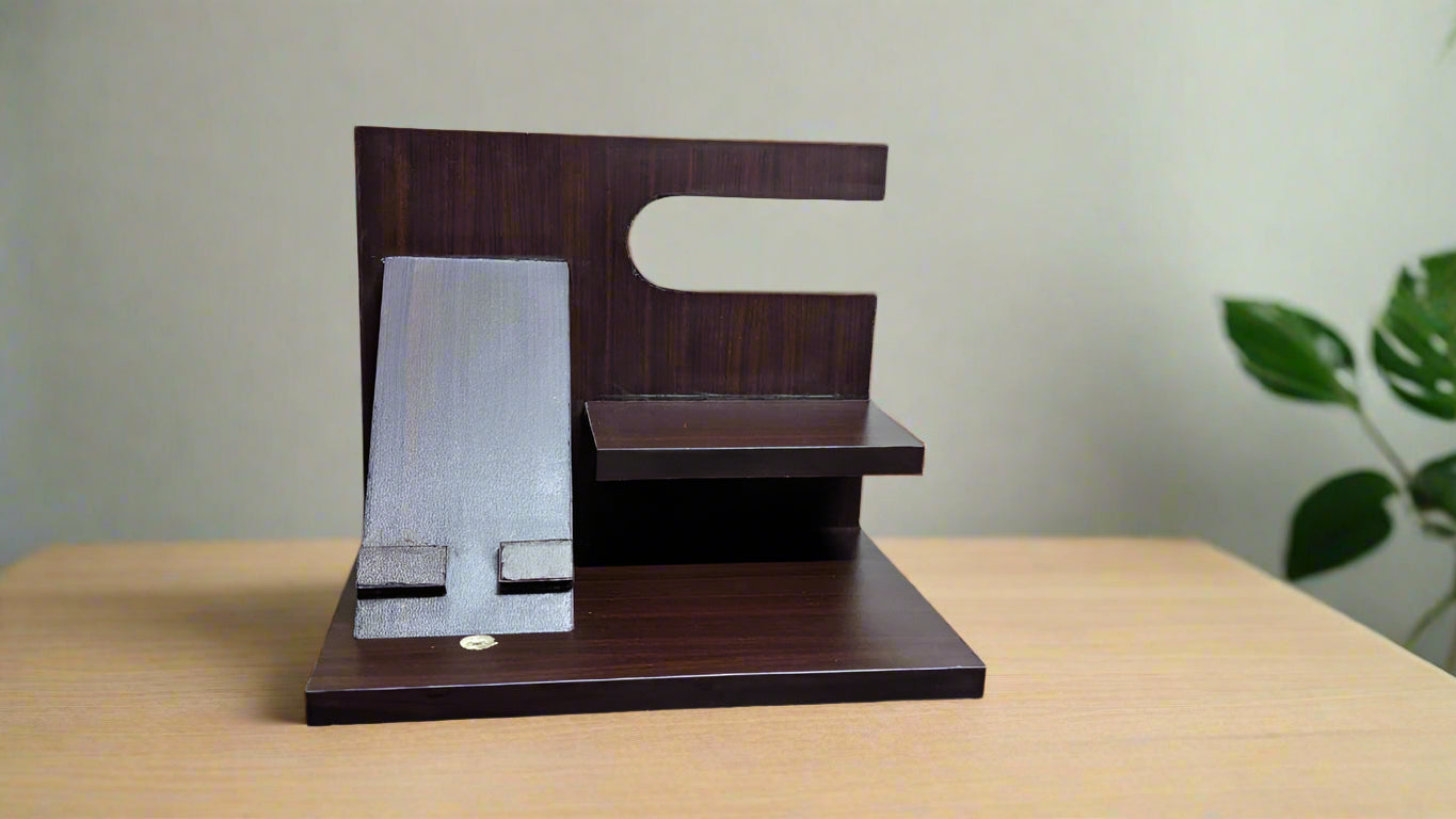 Premium Wooden Organizer Stand – Your Daily Essentials, Stylishly Sorted! 💼⌚